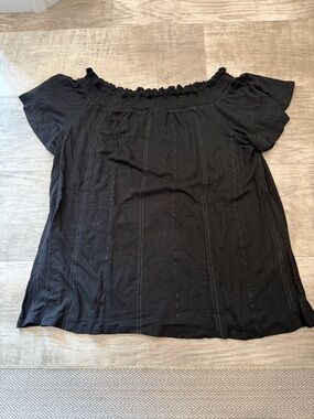 Chico's Black Off-Shoulder Linen Blend Blouse